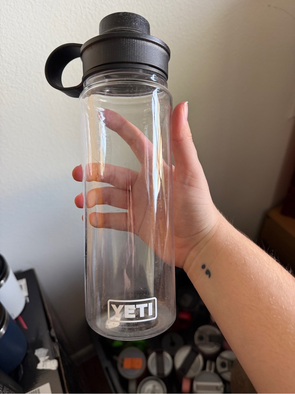 Yeti Clear Water Bottle with Black Screw Lid